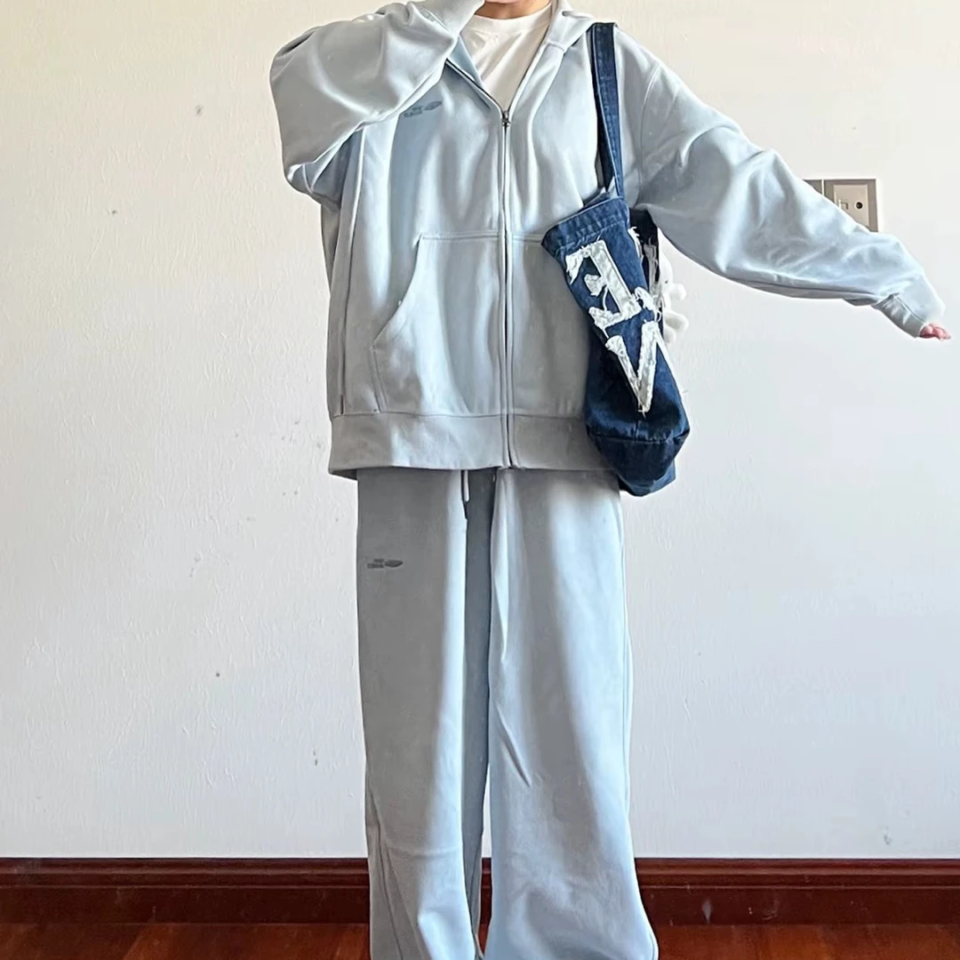 老六家仿麂皮颠堆直筒休闲裤超级好看