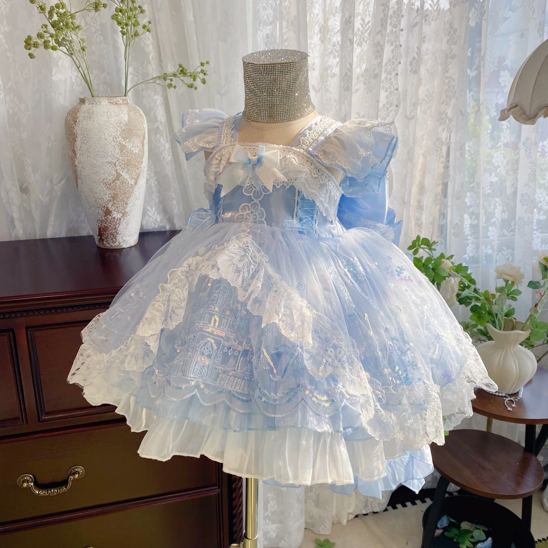 女童爱莎洛丽塔公主裙儿童艾莎连衣裙女孩生日礼服裙冰雪奇缘裙子