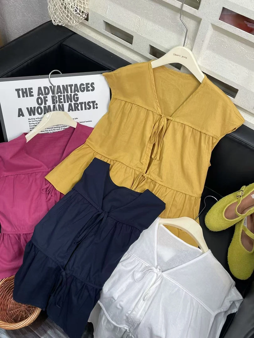 『雨美 Show』3390时尚百搭无袖系绳上衣