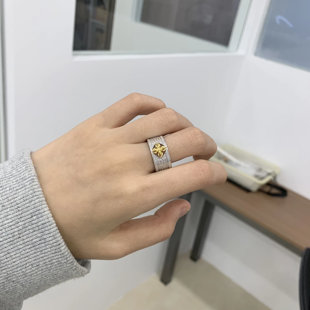 925银戒指 十字纹宽板戒指肌理感小众个性