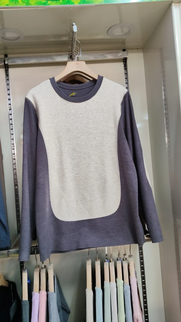 慕羊9918男士圆领前后大贴片保暖上衣