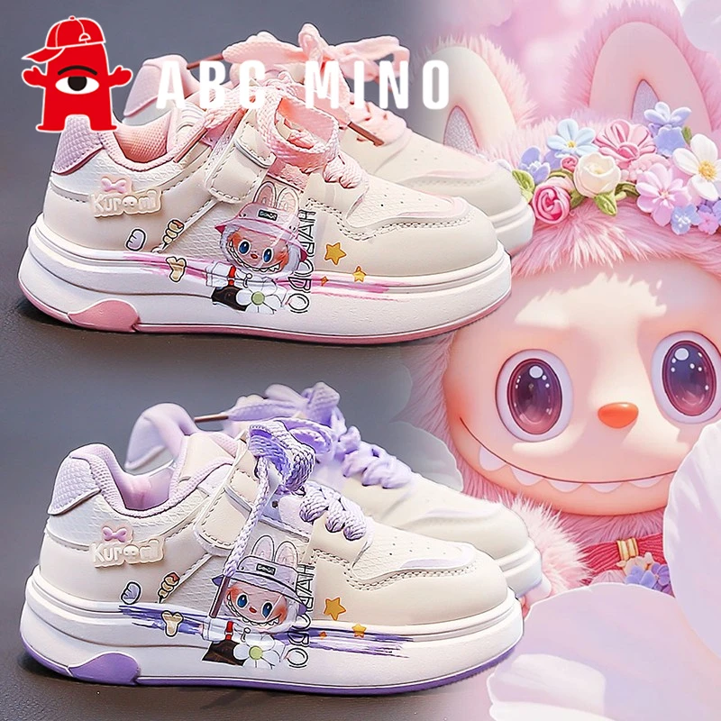 ABC MINO童鞋女童板鞋秋季儿童拉布布小白鞋女孩软底运动鞋中大童