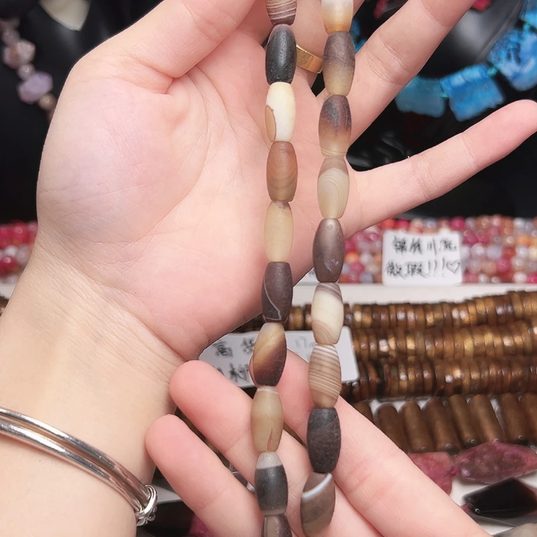 玛瑙/玉髓合金珠宝半成品u221 8m 天珠磨砂一条