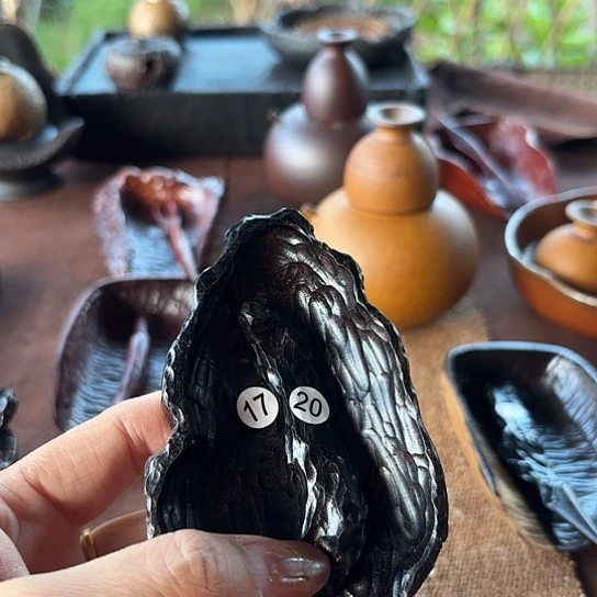 紫光檀手工制作茶则两件套