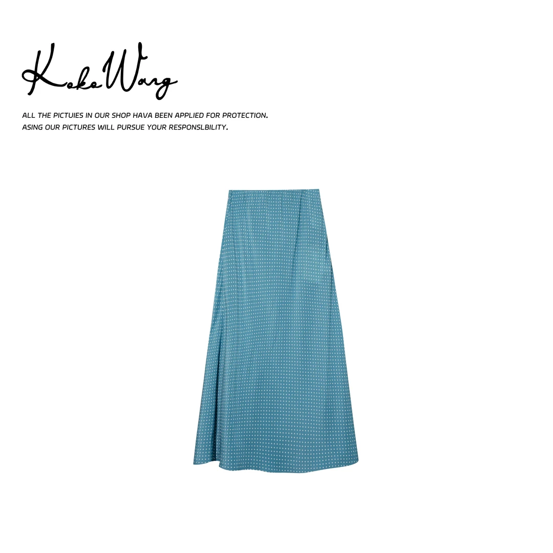 KOKO WANG高腰遮跨显瘦时尚百搭桑蚕丝波点半身裙525705C28Q41