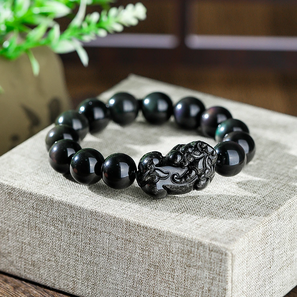 【星光村小飞H2250-1】黑曜石(彩曜)貔貅手串