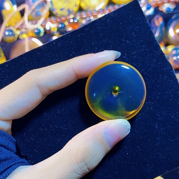 蓝珀未镶嵌珠宝奇石墨西哥蓝珀平安扣