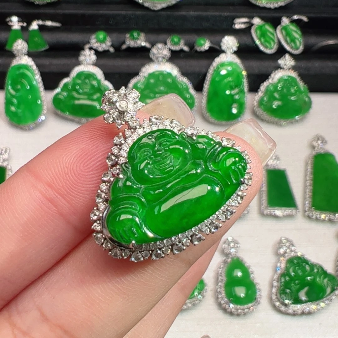 翡翠18K金镶嵌吊坠(不含链)