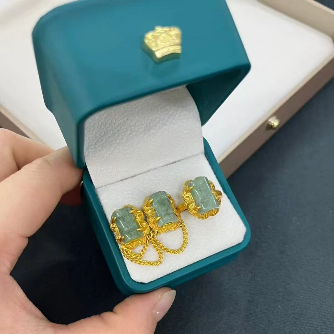 铜合金石英石戒指 藏式饰品高级显白耳钉戒指套装一整套