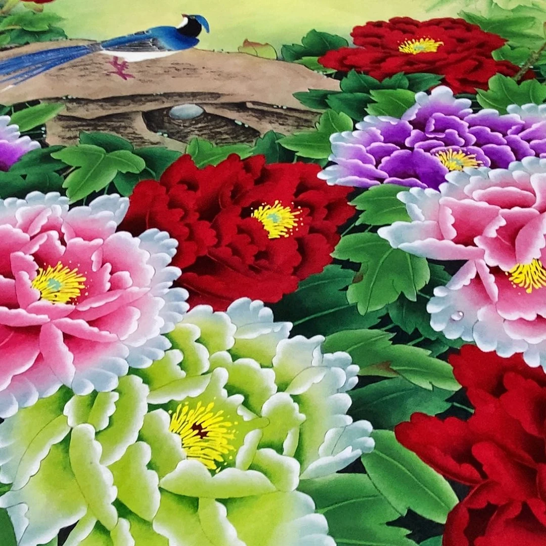 国画手绘工笔牡丹