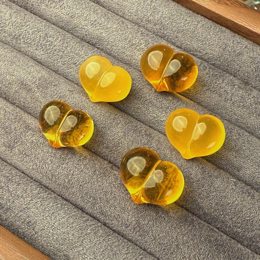 蜜蜡爱心桃心屁桃通孔单珠配件 多样性发其一