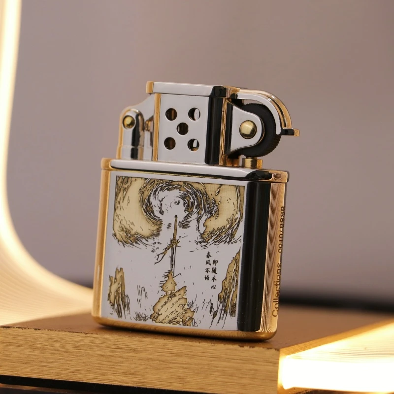 佐罗新品纯铜镀镍老九门防风复古煤油打火机经典砂轮煤油手工双面