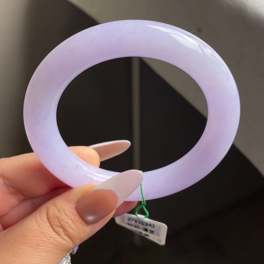 翡翠未镶嵌手镯满紫圆条手镯