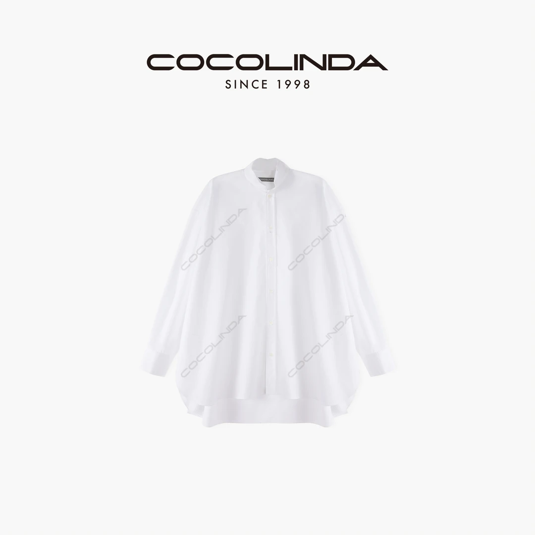 COCOLINDA | 三角领纯棉衬衫（奥风） K1358立领纯色打底白色长袖