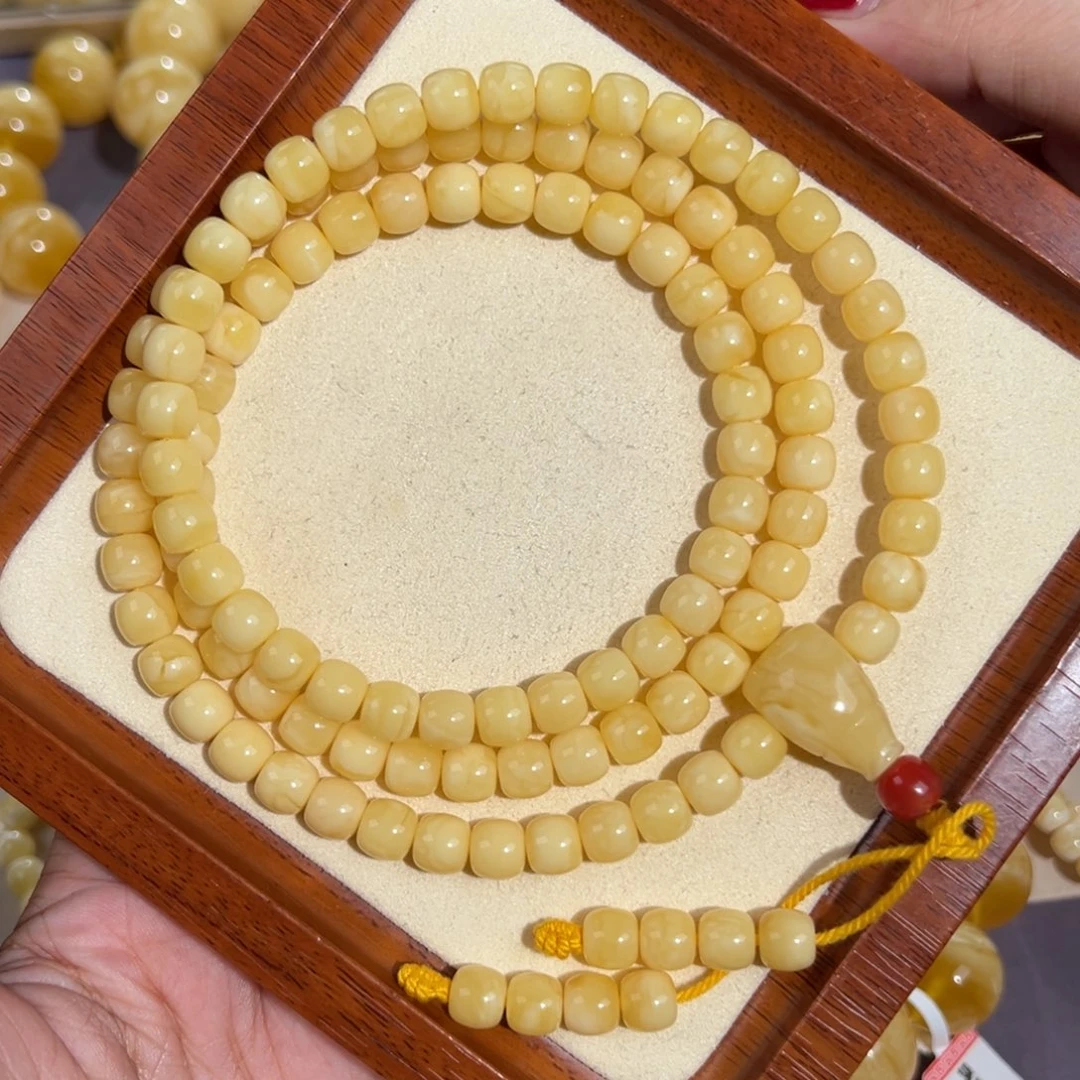 手链琥珀未镶嵌7.5mm精工浓蜡 34