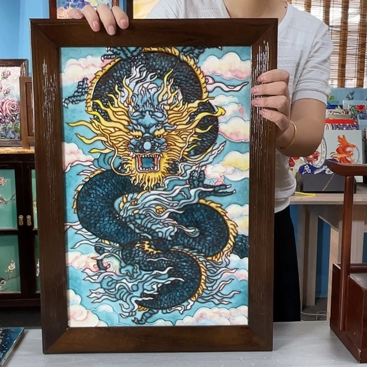 竖款30/45瓷板画挂画