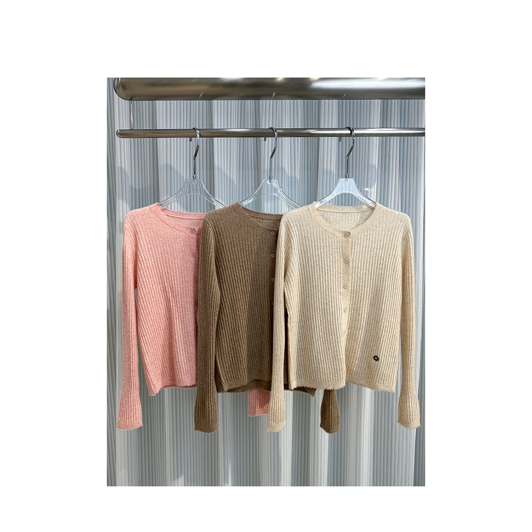 【云间诗】100%山羊绒圆领针织开衫秋冬新款百搭气质长袖打底羊绒衫