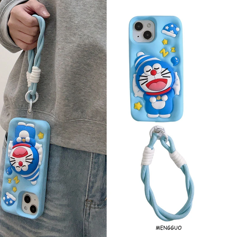 爆款叮当猫适用于iPhone13Promax苹果11 12/14手机壳15 16pro支架