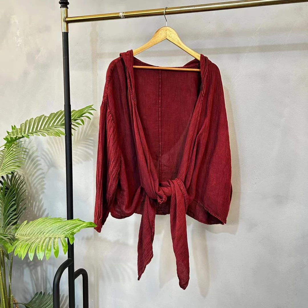 【M691】2025夏季新款亚麻连帽禅意茶服开衫