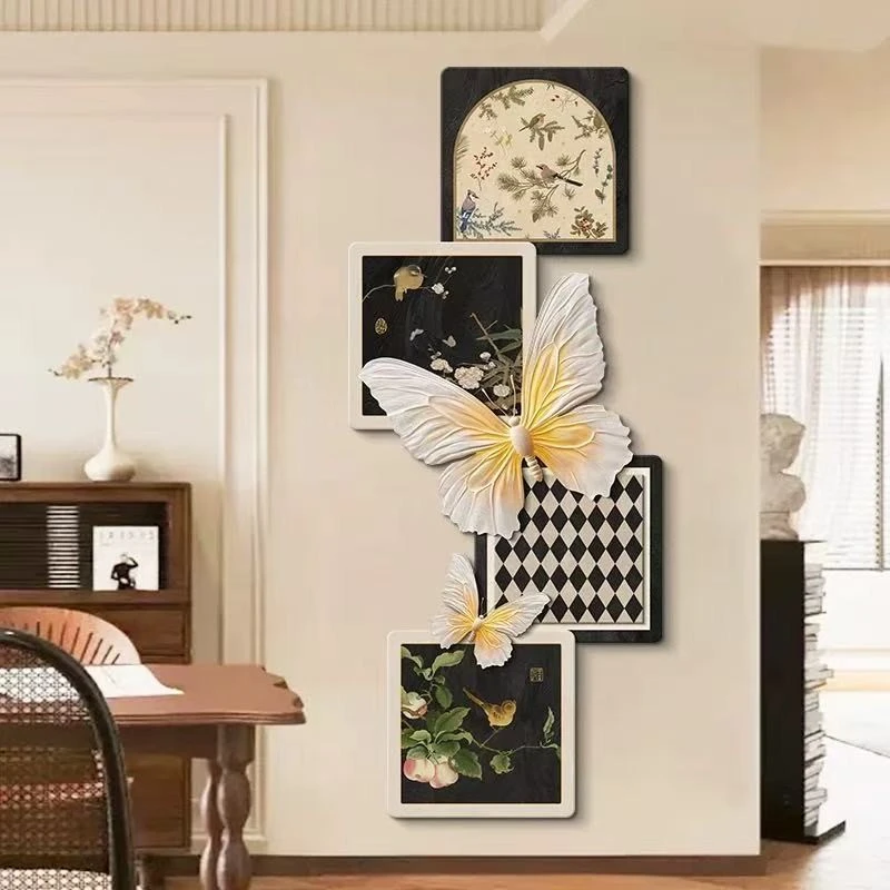 008/50*120法式中古风卧室床头装饰意式蝴蝶客厅法式复古沙发挂画