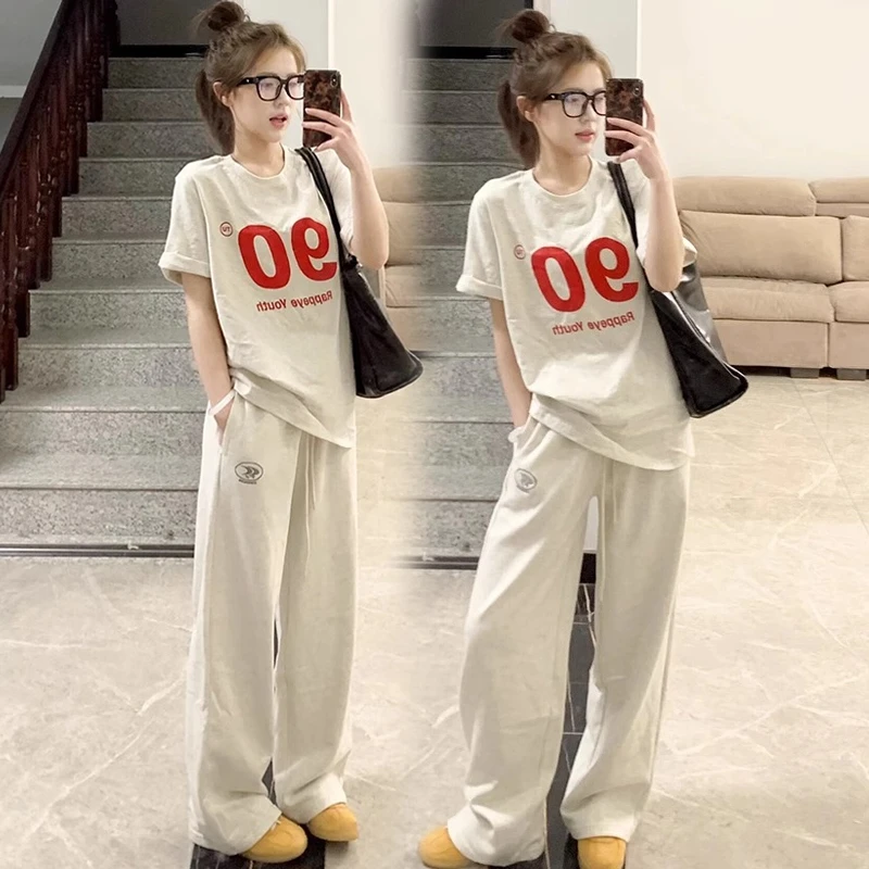 韩系慵懒风大码套装女装2025新款爆款休闲运动服洋气减龄两件套夏