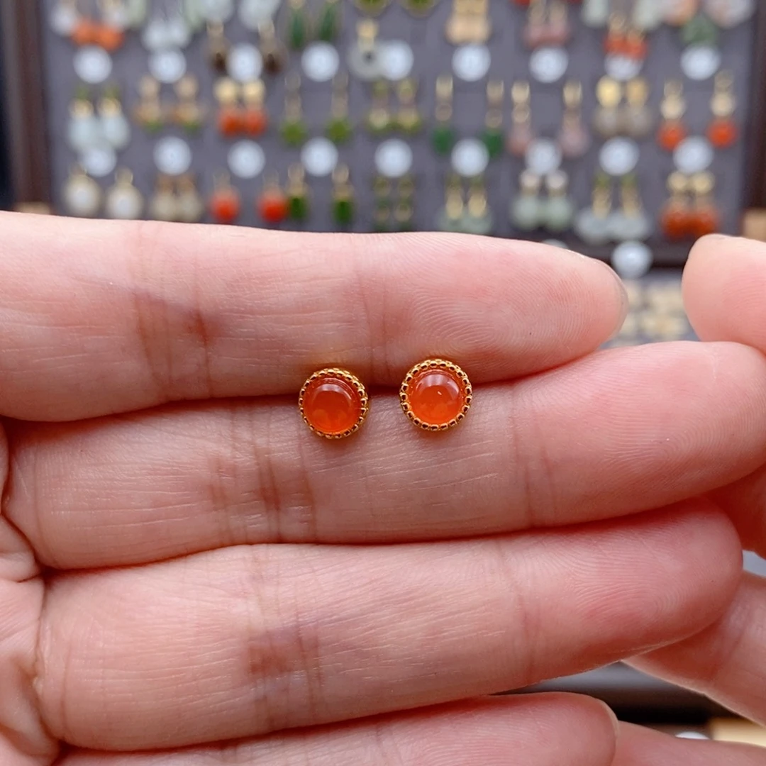 银S925镶嵌和田玉耳饰