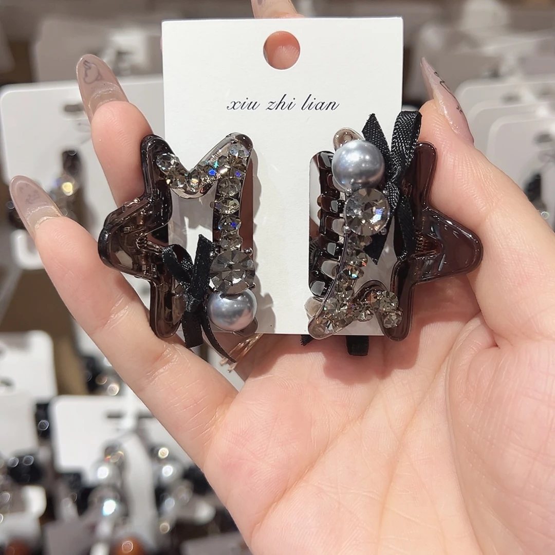 仿珍珠非金属星星刘海抓