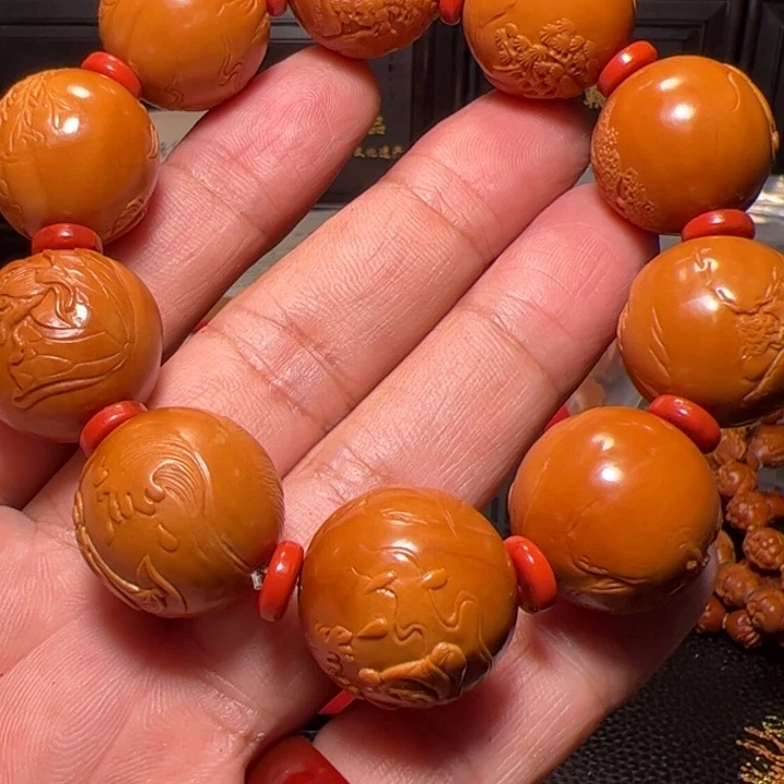 需***光橄榄核手串风景无相