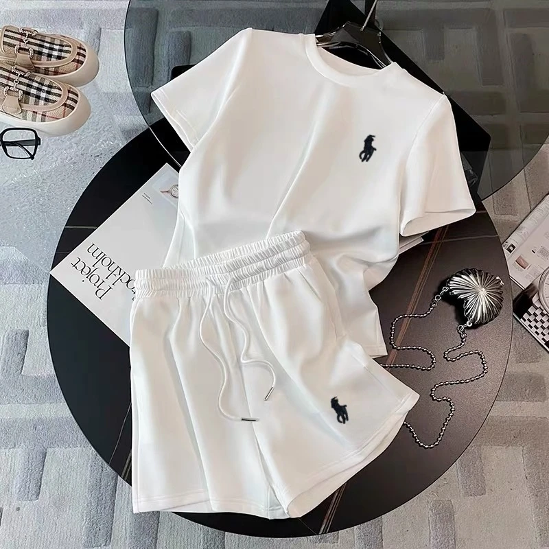 【小马套装】2025新款 轻奢时尚 百搭夏季设计感短袖 宽松 y071225