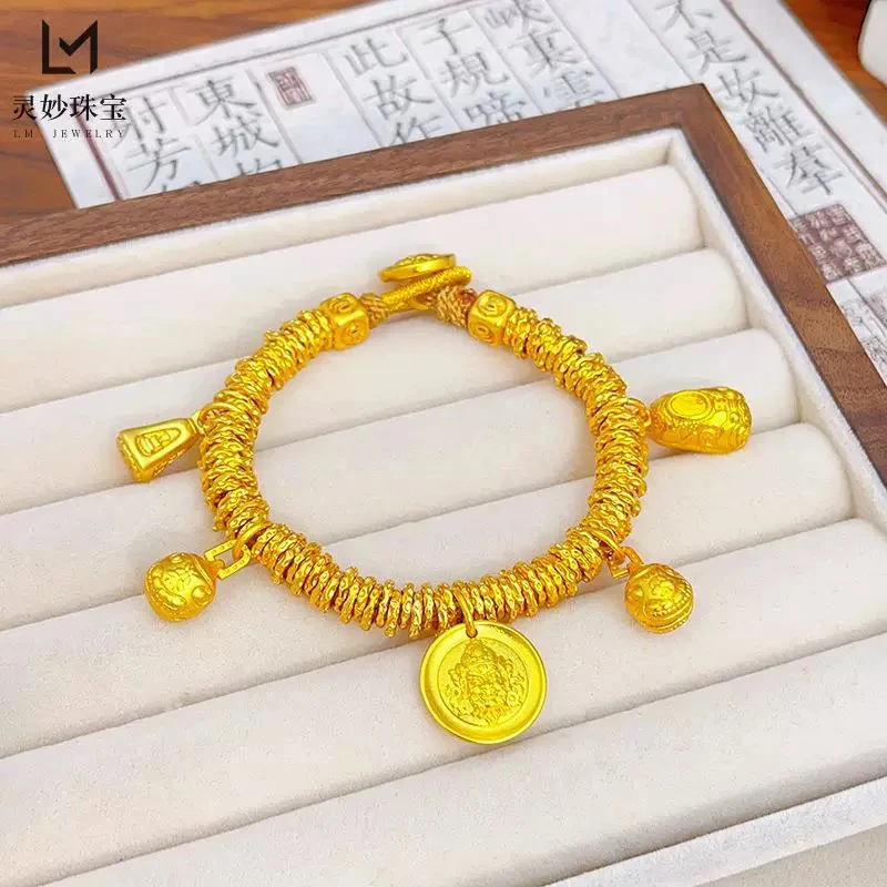 铜合金手链 时尚盘缠黄财神纯色吞金兽老虎鞋手链手串百搭精美