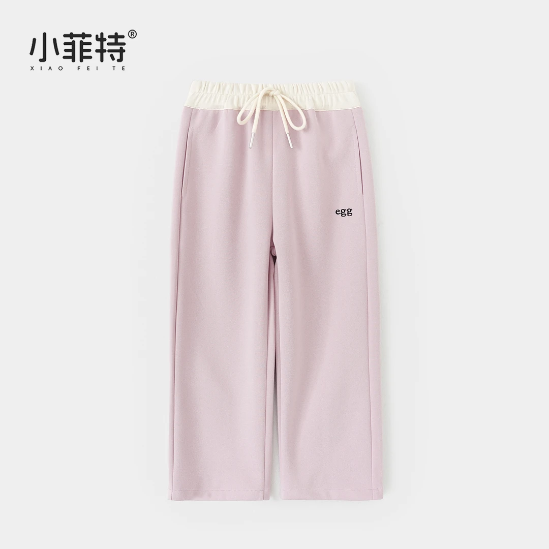 【小菲特】拼接腰刺绣宽松直筒裤女童春季儿童洋气休闲裤JMKC50523