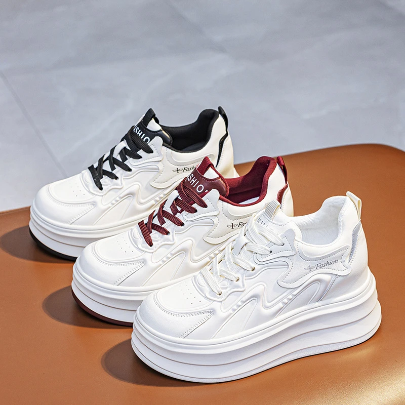 时尚休闲鞋小白鞋百搭韩版内增高新款休闲板鞋运动厚底坡跟单女鞋