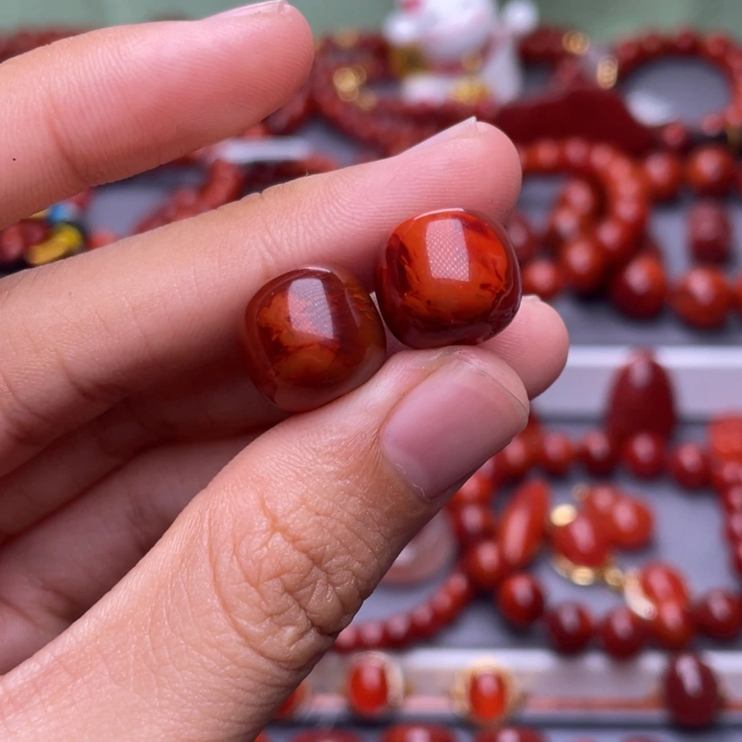 活***）南红玛瑙未镶嵌其他12mm瓦西火焰老型对珠