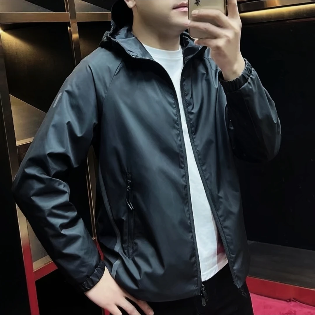 1513春秋季新品连帽夹克外套轻奢男士冲锋衣休闲舒适百搭时尚双11