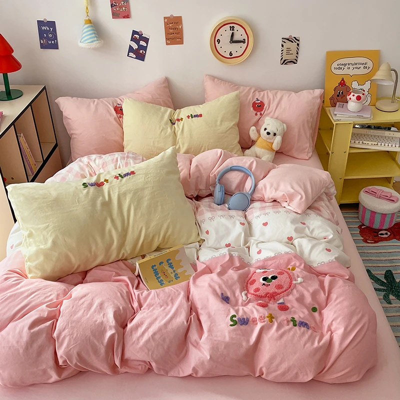 卡通印花毛巾绣2025新款四件套可爱风少女三件套学生宿舍成人家居