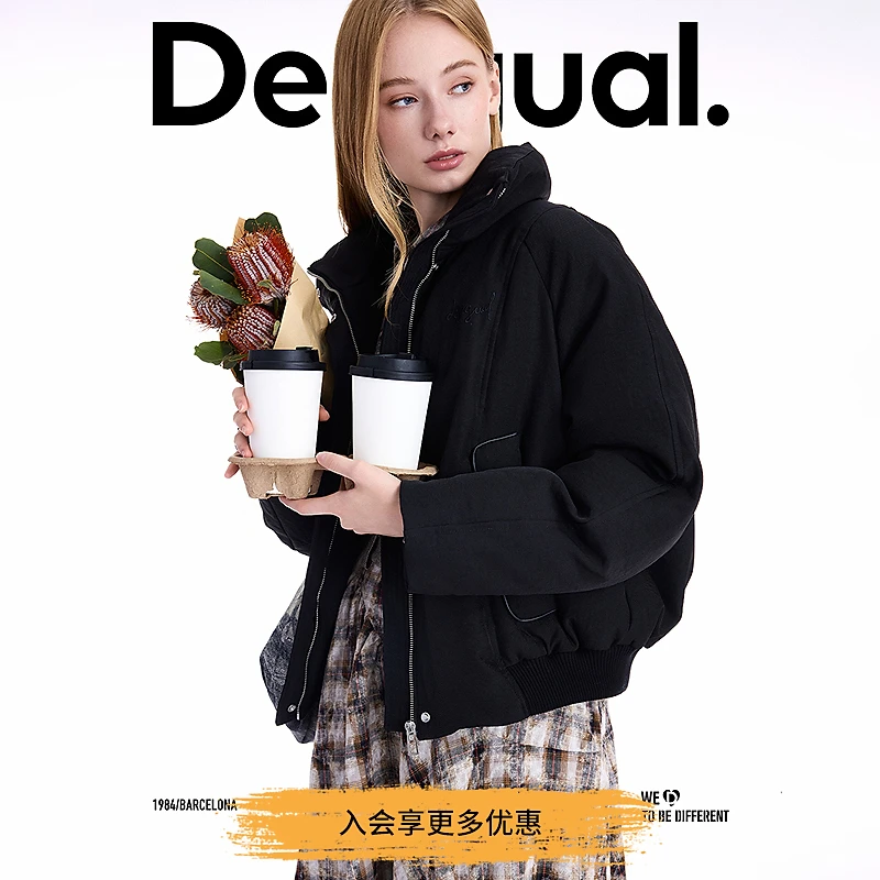 Desigual25秋冬新品宽松立领女士羽绒服