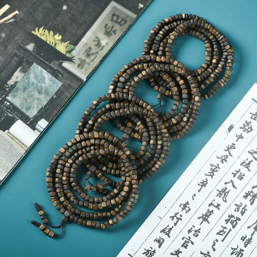沉香越南芽庄白奇楠沉香熟结随形方珠念珠多圈手链（多样性发其一）