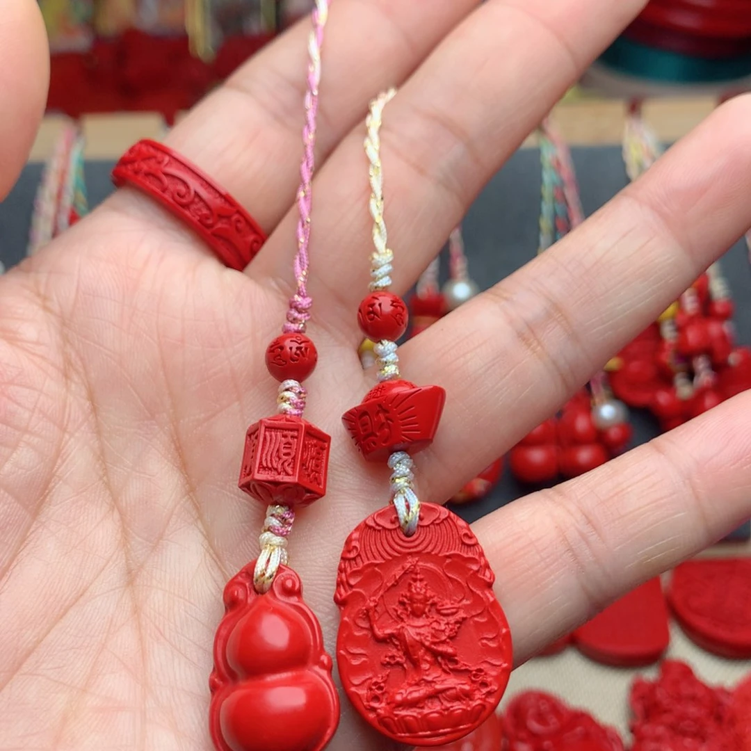 天然辰砂工艺品朱砂手机坠