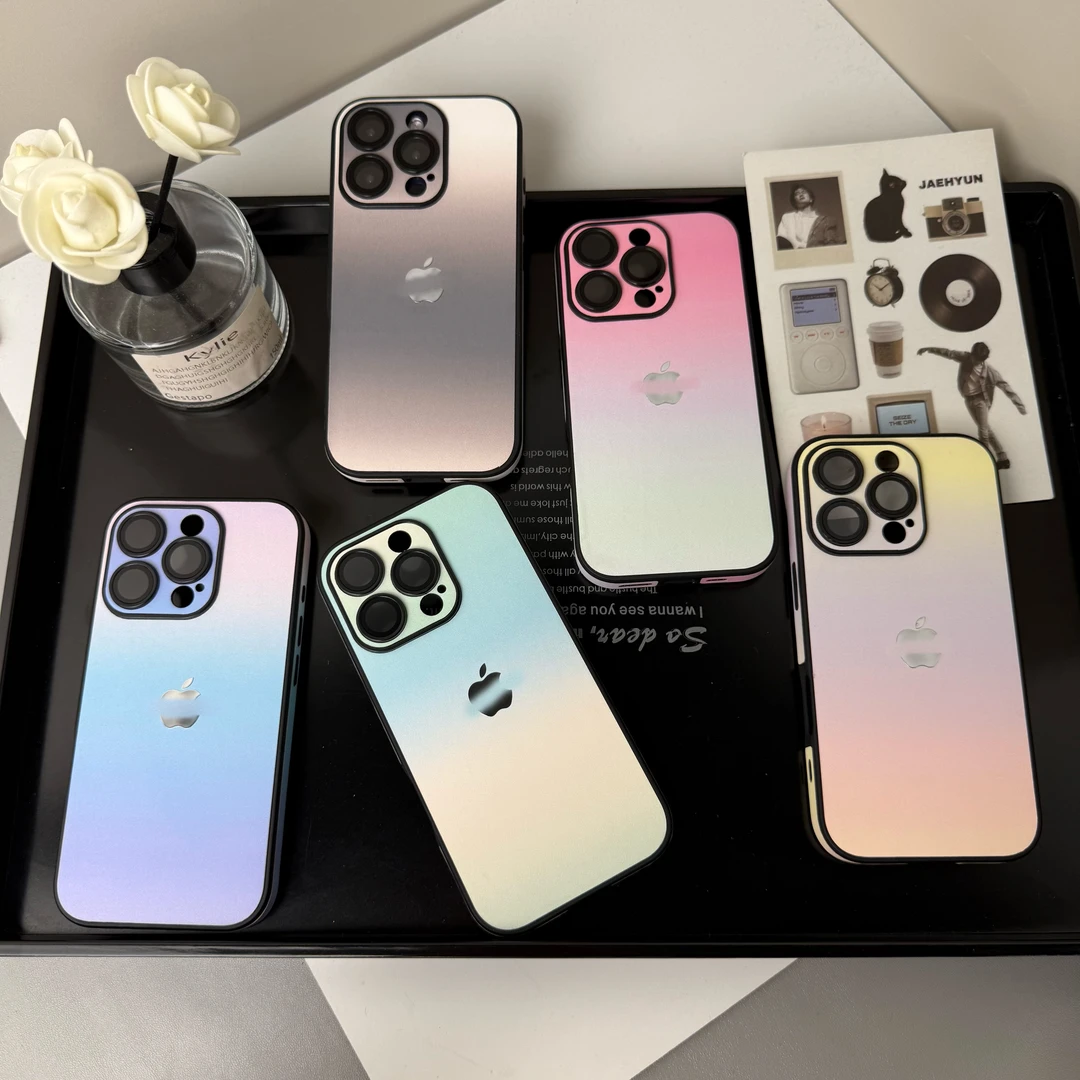 高级感简约全包镜头膜渐变皮质适用于iPhone17pro手机壳16全包15