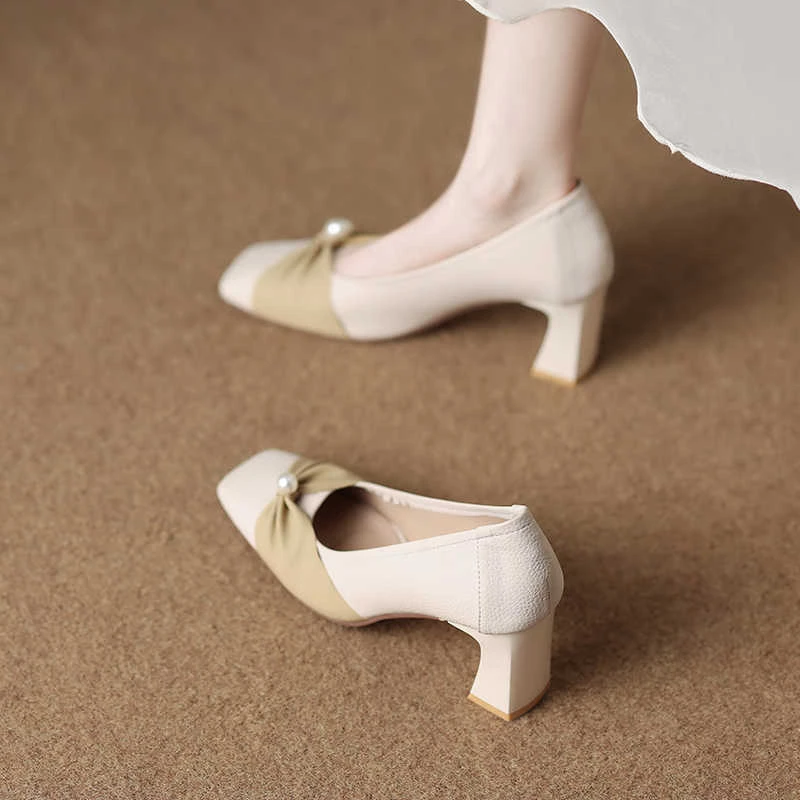 木木98636-1绝美玛丽珍气质温柔高跟鞋春秋新款浅口鞋法式单鞋