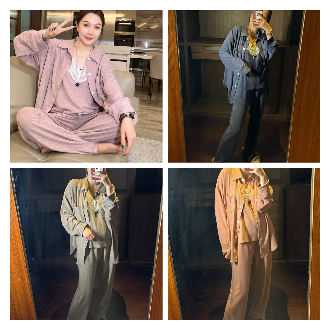 面膜睡衣三件套！巨软糯超大弹力睡衣套装！GZ6583