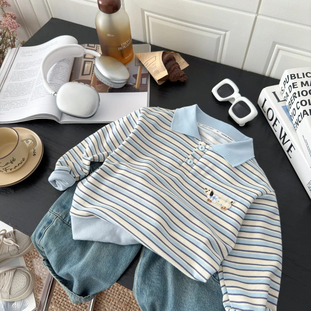 儿童长袖POLO衫新款春秋打底衫男童宽松上衣潮