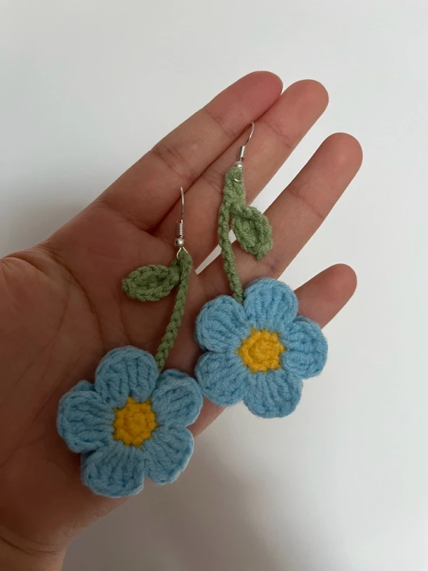 锌合金布艺耳饰 植物花卉甜美原创设计民族风耳环饰品森系配饰