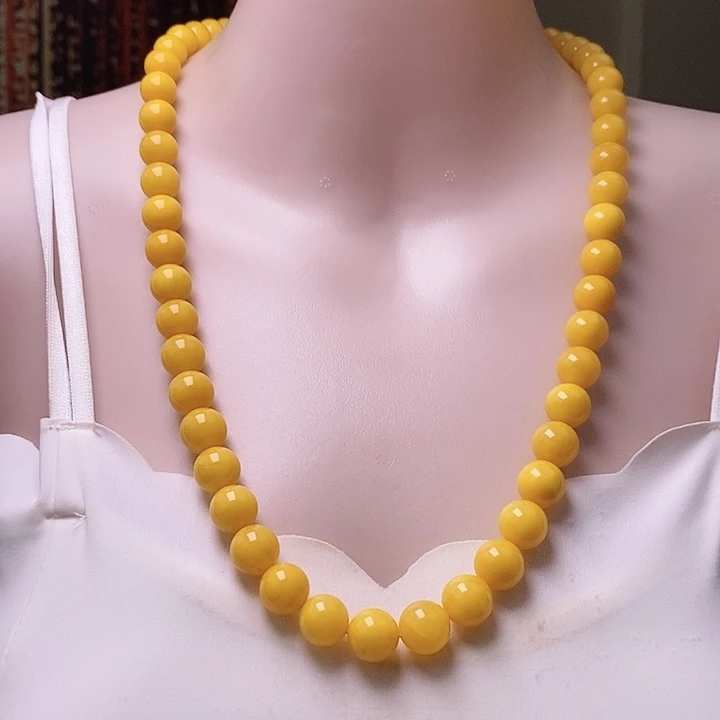 琥珀颈饰未镶嵌鸡油黄项链