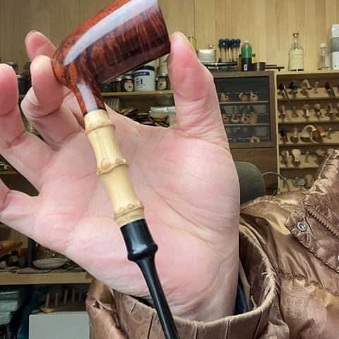 昌化石印石石楠木手工制作烟斗