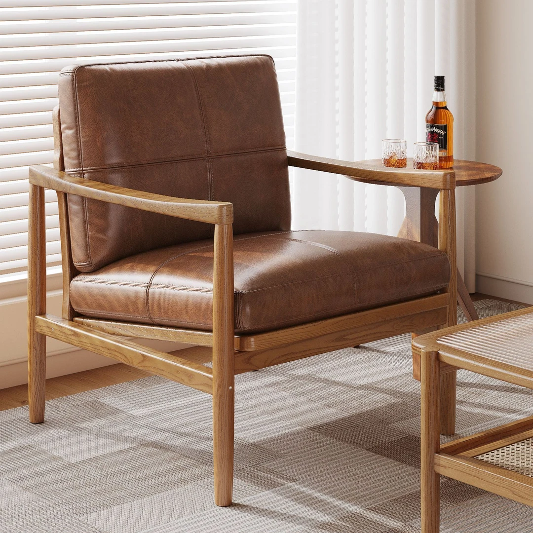 【单拍汉克椅】直播间1号链接，主播专属链接-纯实木单人位沙发