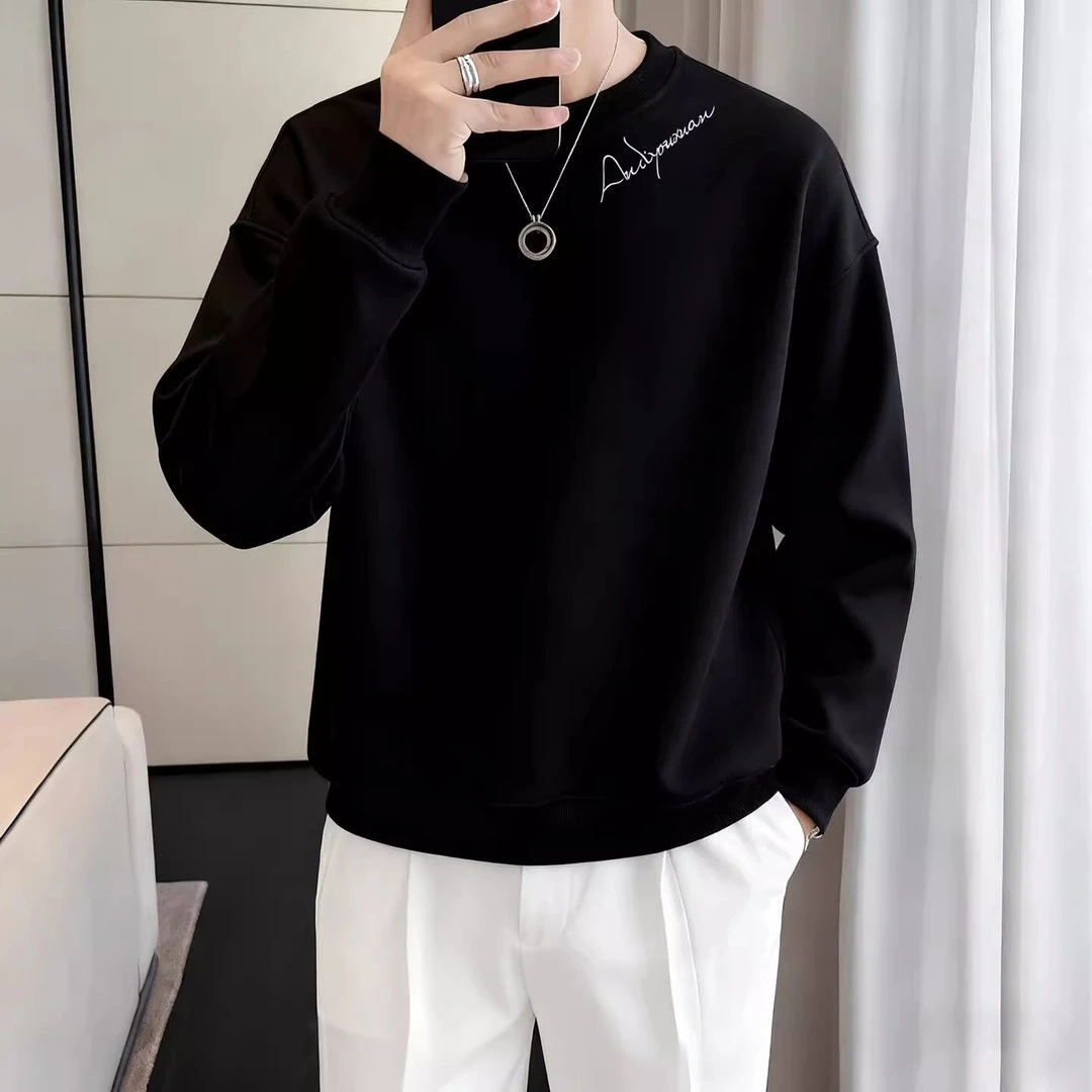 仓石一树潮牌休闲痞帅圆领卫衣男士2025春秋冬季新款加绒保暖上衣