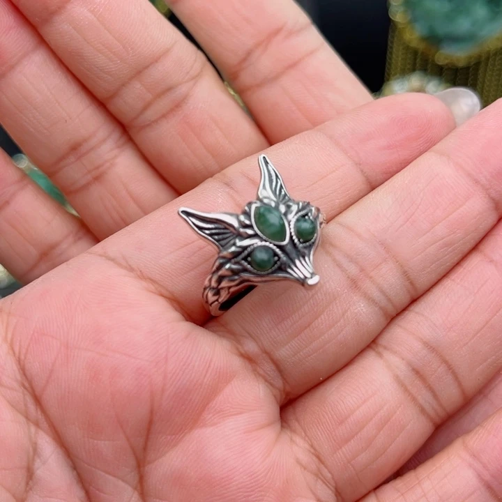 透闪石-蛇纹石玉戒指银S925镶嵌y*k