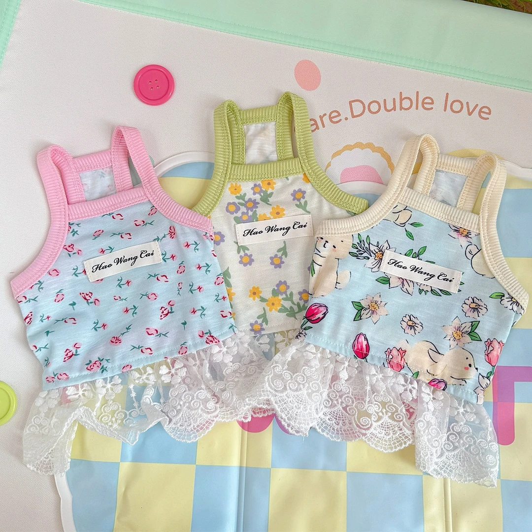 夏季猫咪狗狗衣服高弹透气宠物猫咪日韩吊带裙泰迪比熊马尔济斯