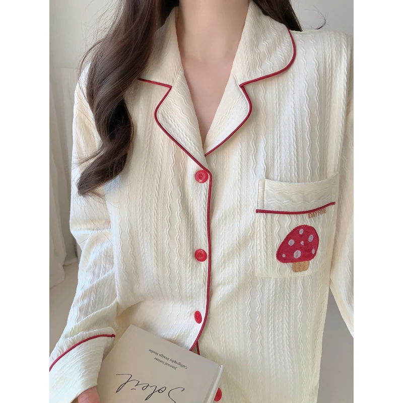 甜美睡衣女春秋款2025新款纯棉长袖两件套可外穿家居服夏季薄款